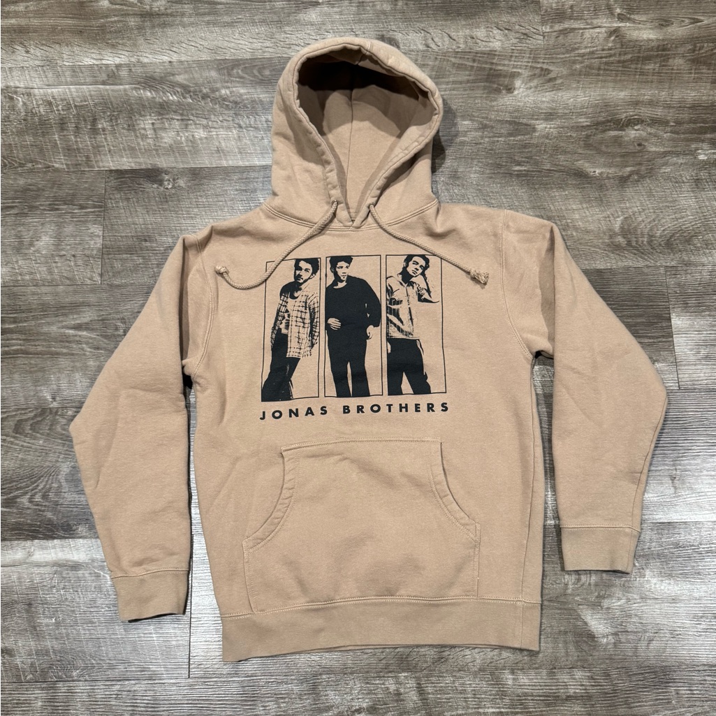 Jonas Brothers The 2023 Tour Hoodie Men’s Sm Brown Drawstring Graphics Pullover